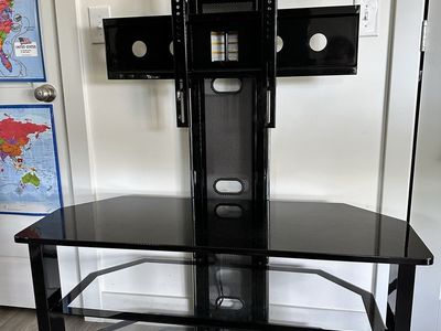 TV Stand Glass Shelves Swivel TV Mount
