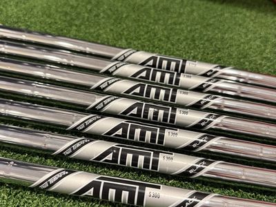 True Temper AMT Black S300 Stiff Iron Shaft Set 4-PW 0.355T - MCC Standard Grips