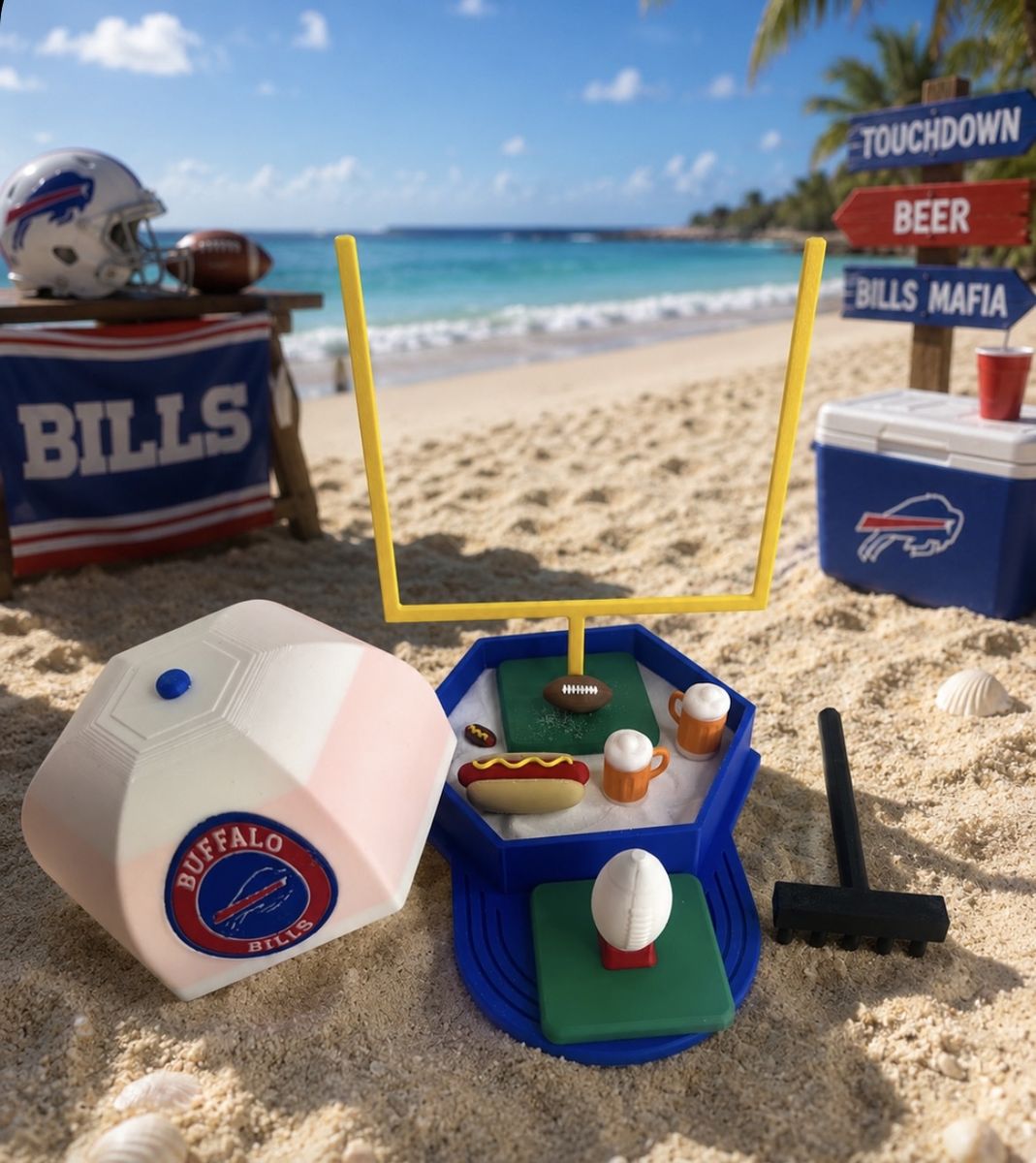 Buffalo Bills Beach Day Desk Decor Playset/zen garden