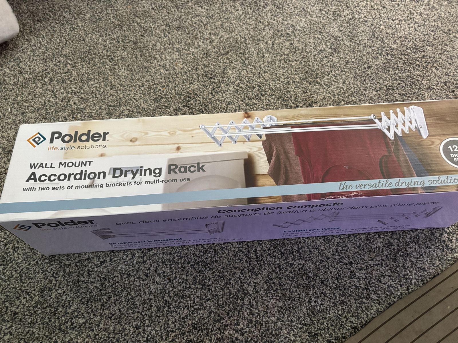 Accordion Drying Rack Polder Wall Mount Offering 12 feet of Drying Space