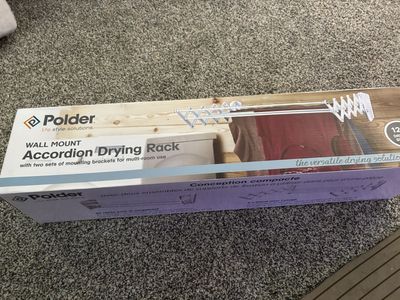Accordion Drying Rack Polder Wall Mount Offering 12 feet of Drying Space