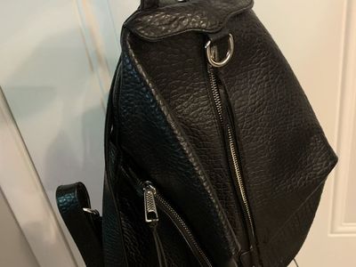 Rebecca Minkoff Black Textured Leather Julian Backpack Purse