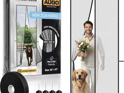 Never Used-AUGO Magnetic Screen Door - Self Sealing, Heavy Duty