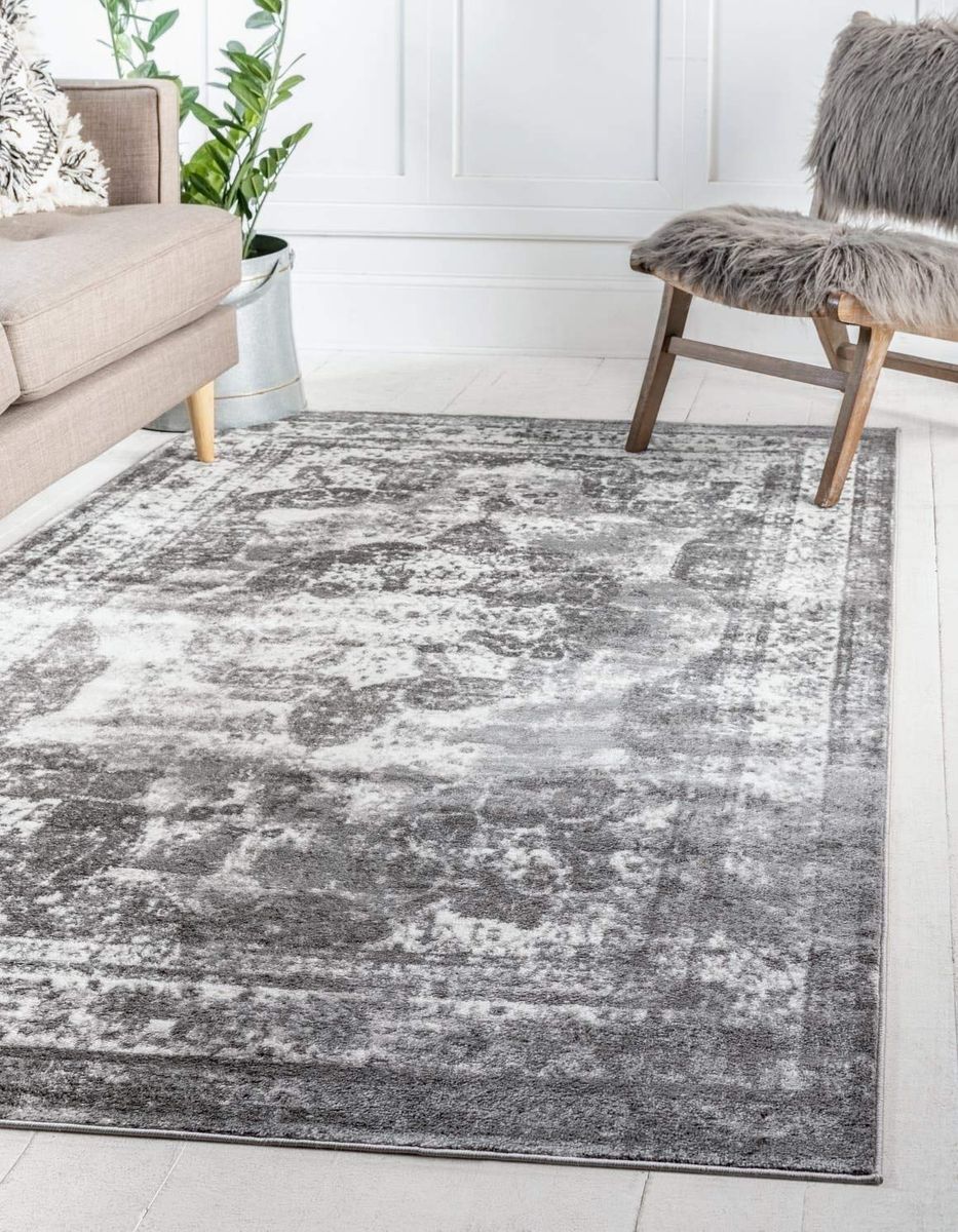 Unique Loom Sofia Collection Area Rug - Salle Garnier (6' 1" x 9' Rectangle, Gray/ Ivory)