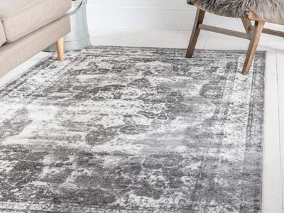 Unique Loom Sofia Collection Area Rug - Salle Garnier (6' 1" x 9' Rectangle, Gray/ Ivory)
