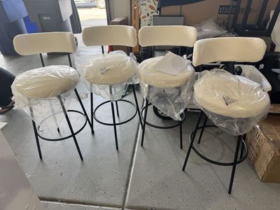 Plush Upholstered Bar Height Swivel Chairs