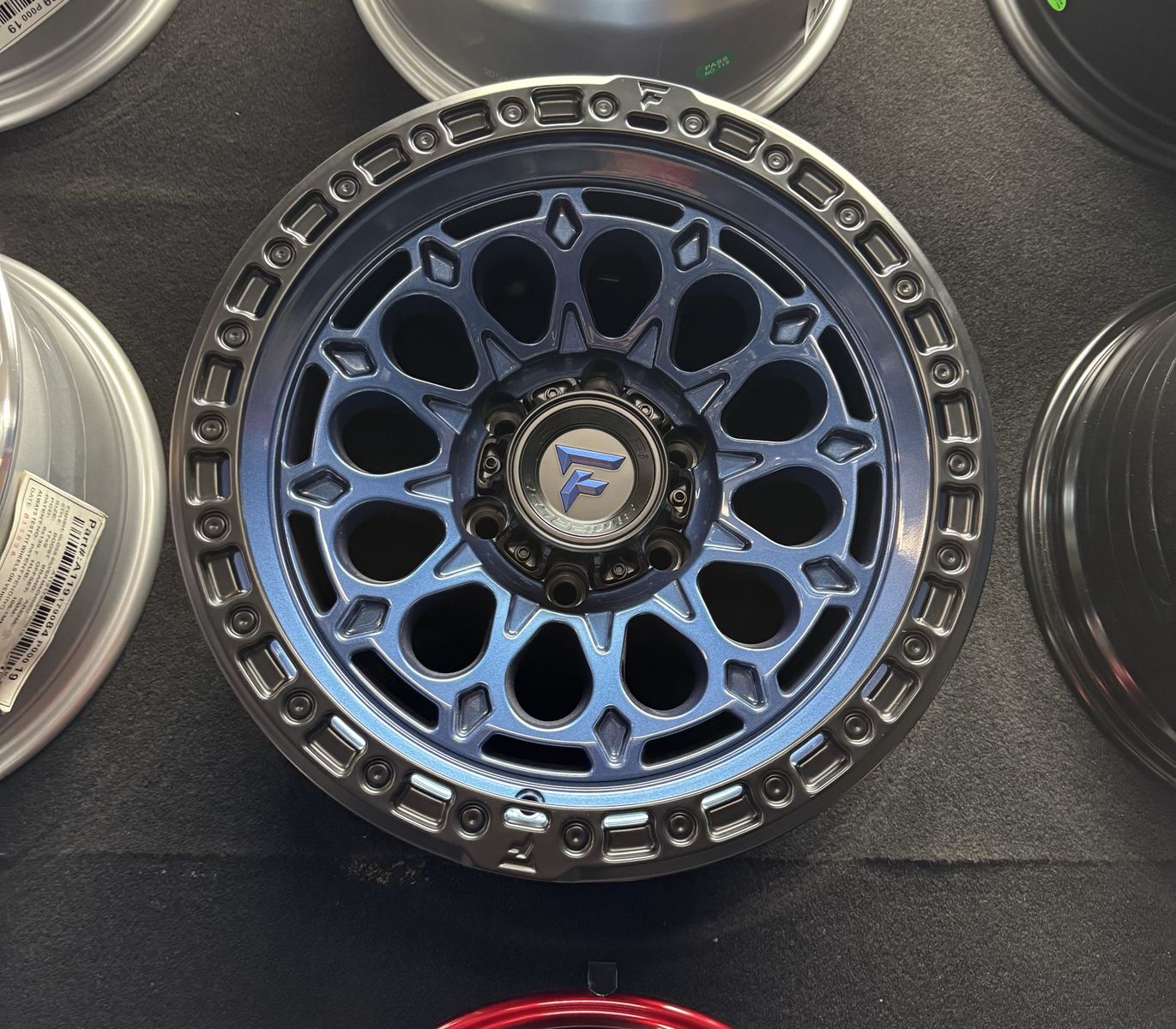 Brand new set of 4 wheels Fittipaldi FT101 Gloss Blue w/ satin black 17x9  6x5.50 lug Pattern offset -12mm