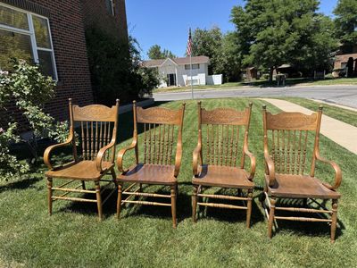 Antique heavy oak dining chairs