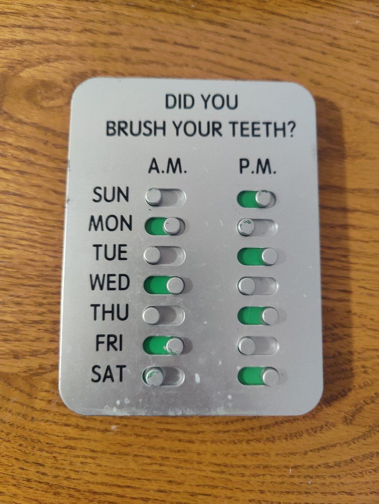 Dental Reminder Sliding Toggle Chart Did You Brush Your Teeth? Weekly Tracking