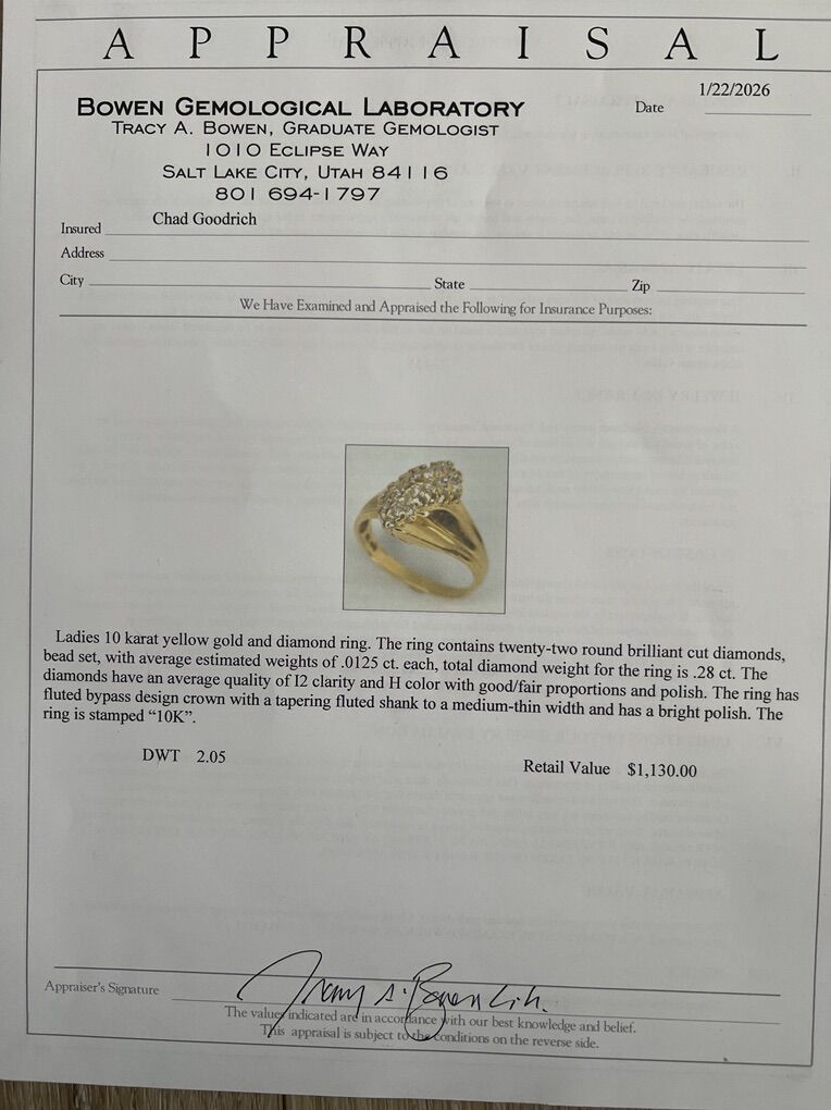 Womens Ladies Diamond 10K Gold Ring Size 7 nice