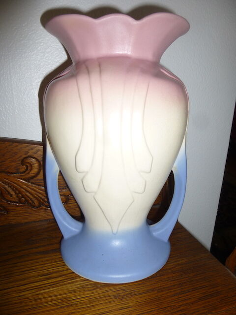 Hull Pottery Vase - Three Toned - Blue, Cream, and Pink - Antique