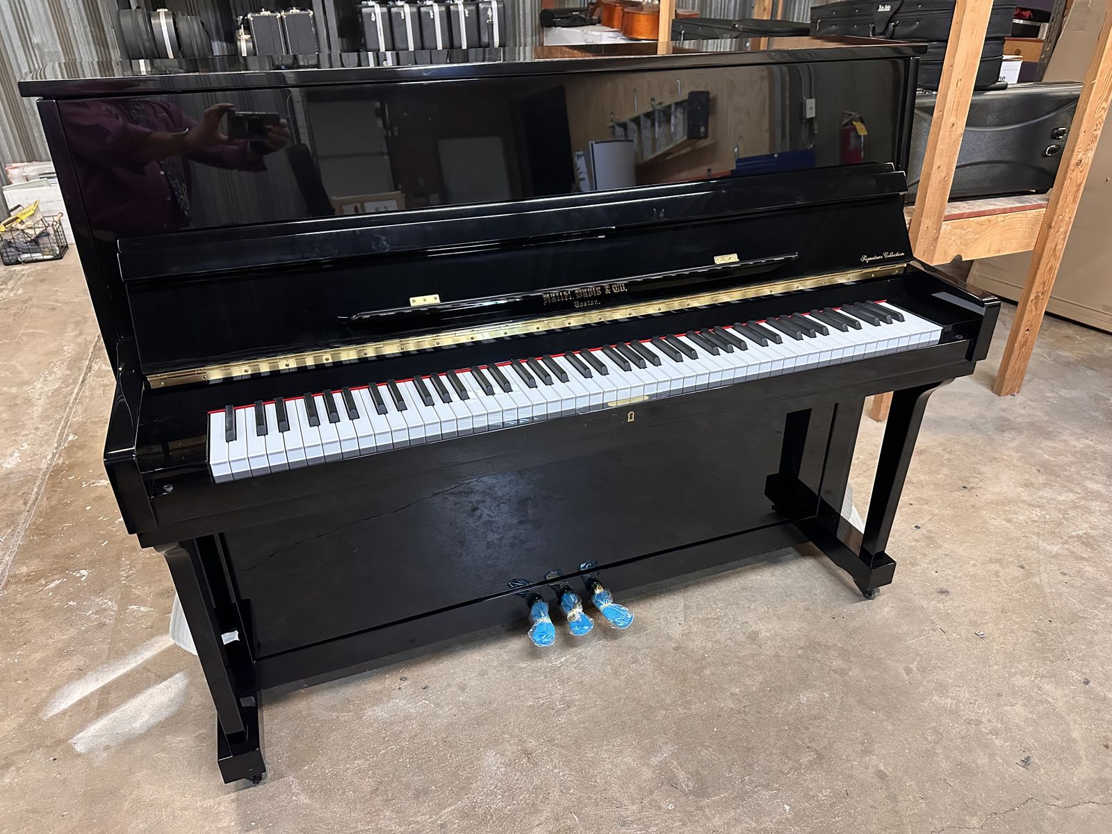 NEW BLACK POLISH PIANO 45" w/BENCH