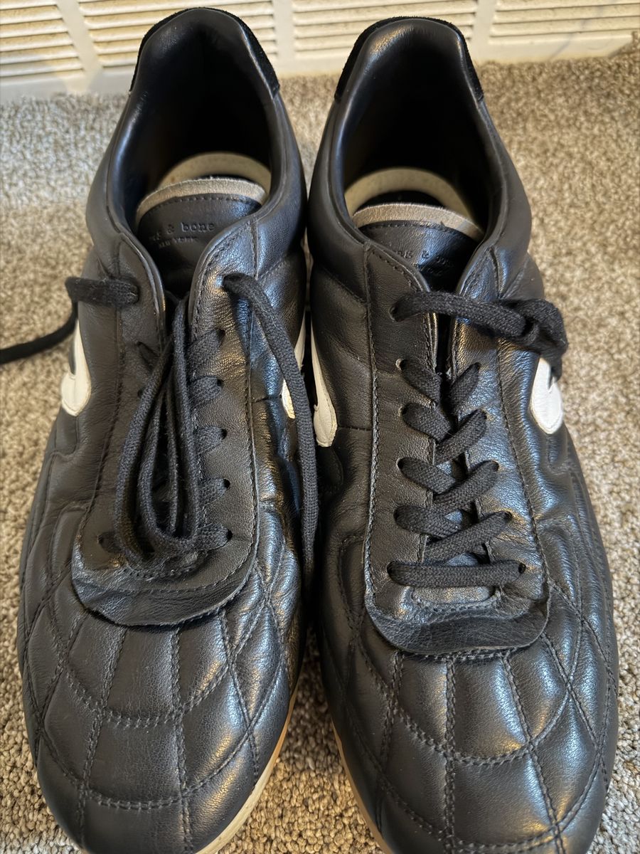 Rag & Bone Black Leather Sneakers with Gum Soles Size 11