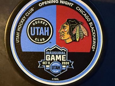 Official NHL Utah Hockey Club vs. Chicago Blackhawks Inaugural Game Puck - Oct 8, 2024 Opening Night