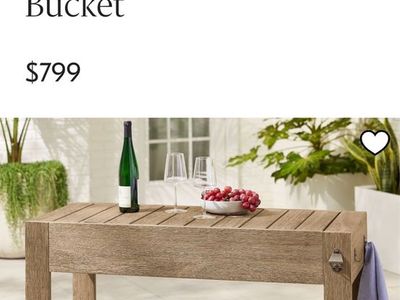 West Elm Portside Outdoor Bar Island with Ice Bucket & Bottle Opener - 3'9" L x 18" W x 30" H