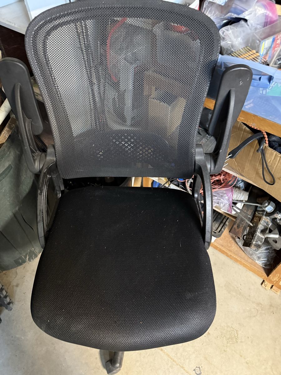Black Mesh Back Office Chair with Adjustable Arms - Ergonomic Swivel Desk Seating