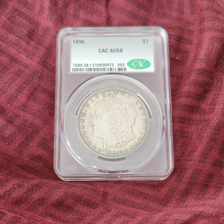 1896 Morgan CAC AU58 Nicely Toned Obverse & Reverse