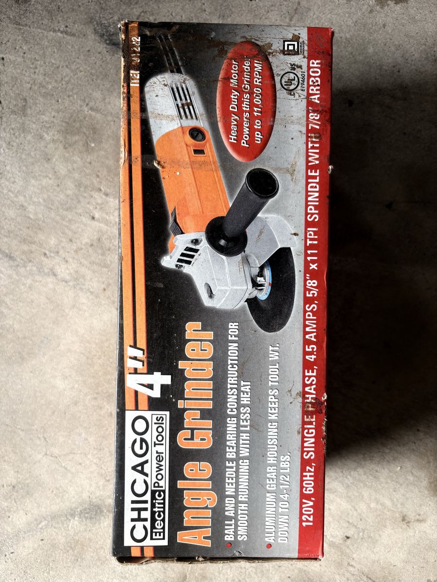 Chicago Electric Power Tools 4" Angle Grinder 4.5 Amps 11,000 RPM 5/8" Arbor