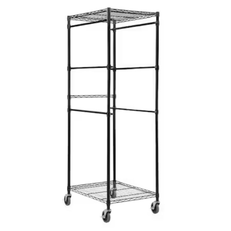 HDX Steel Wire Garage Storage Bin Rack with Casters for 27 Gal. Tough Totes in Black (22 in. W x 69 in. H x 28.5 in. D)