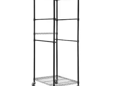 HDX Steel Wire Garage Storage Bin Rack with Casters for 27 Gal. Tough Totes in Black (22 in. W x 69 in. H x 28.5 in. D)