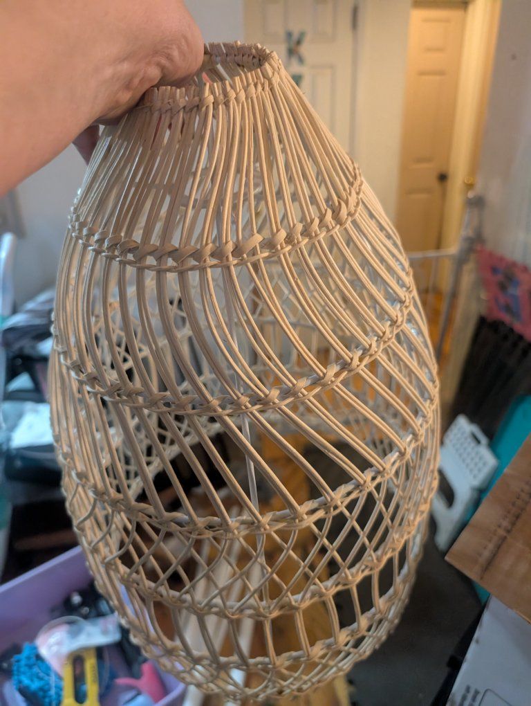 Woven Rattan Pendant Light Shade - Natural Boho Style, Excellent Condition