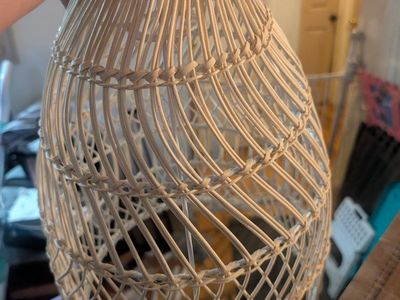 Woven Rattan Pendant Light Shade - Natural Boho Style, Excellent Condition