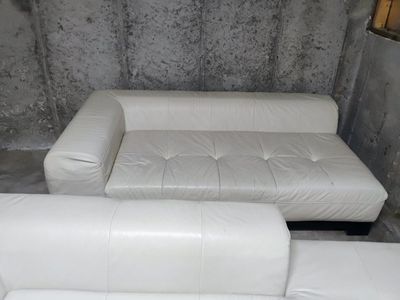 White Leather Sectional Sofa - Used, Good Condition, Modern Style