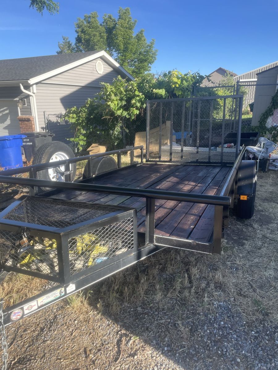 Utility Trailer with Ramp Gate and Wood Deck