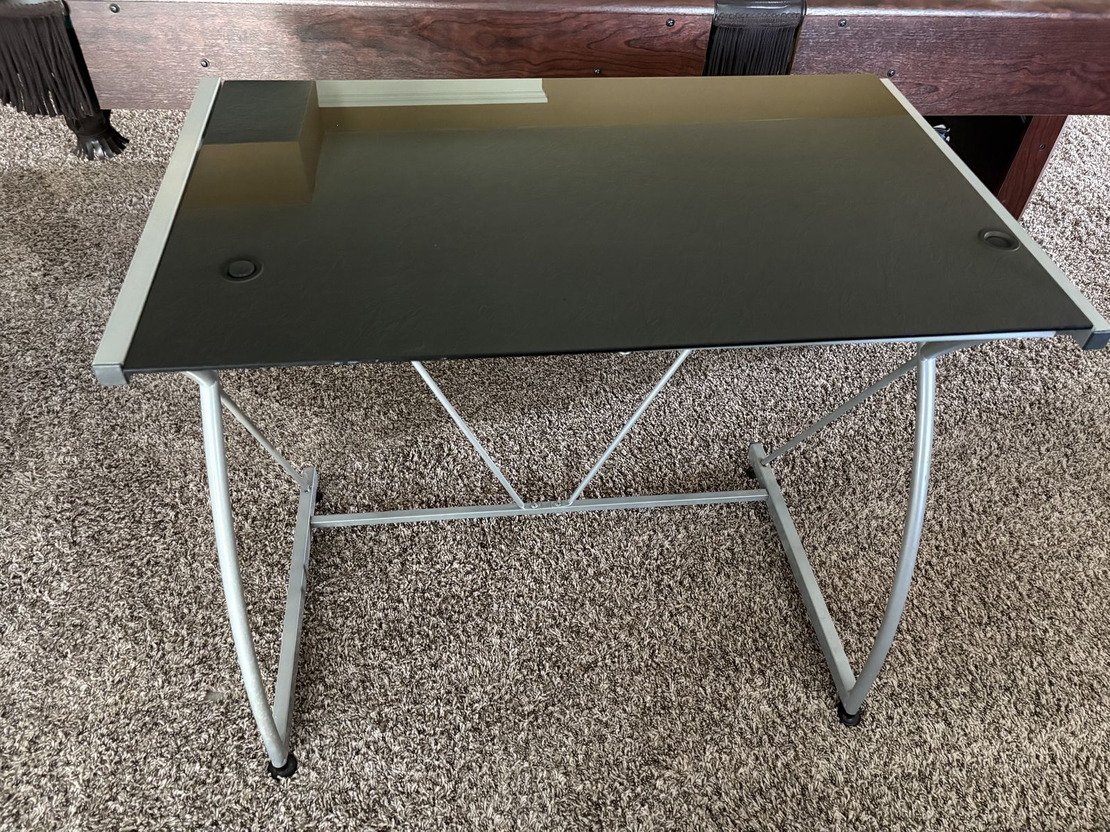 Glass top metal framed desk