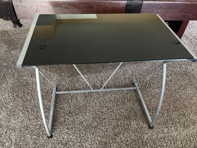 Glass top metal framed desk