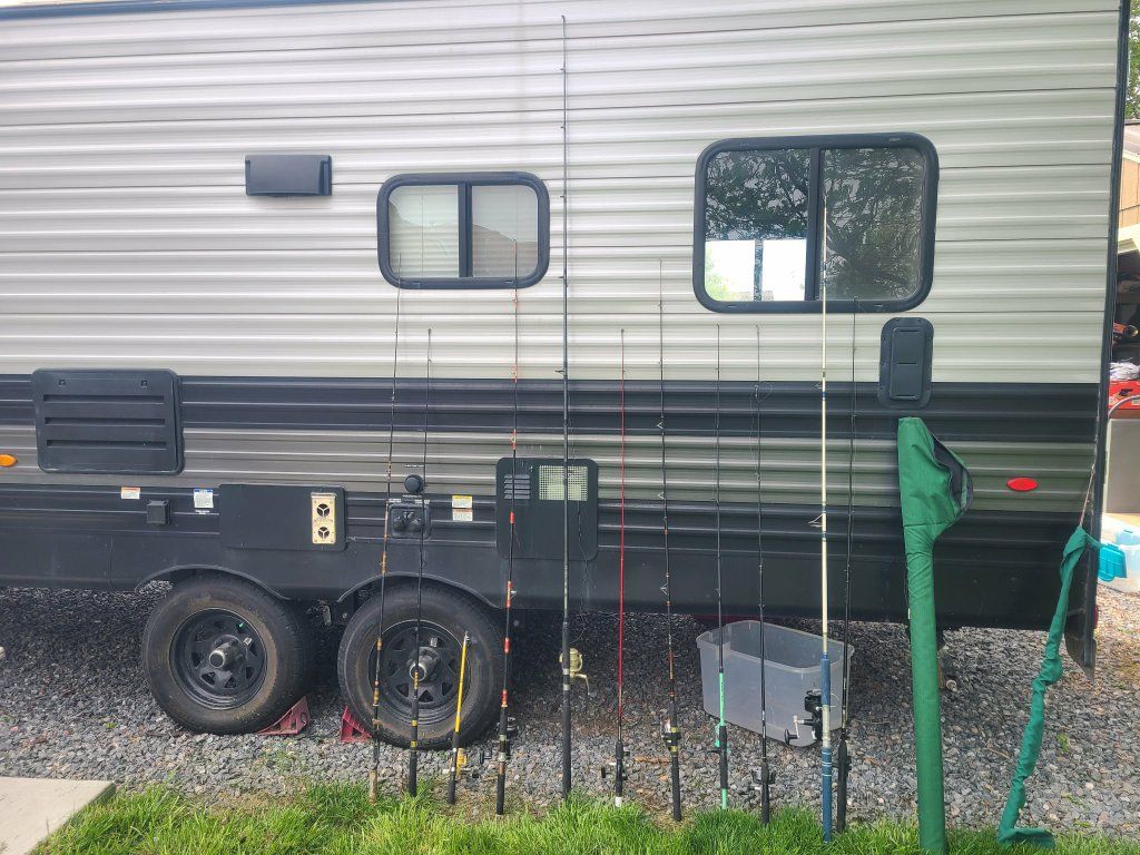 fishing poles rods reels etc