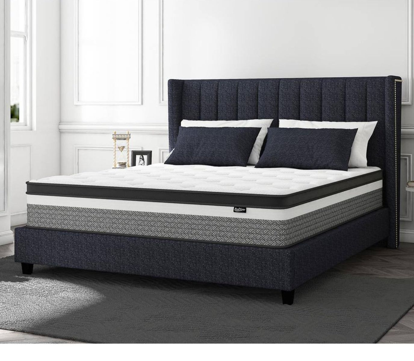King Medium Firm Hybrid Memory Foam and Spring 12 in. Bed in a Box Comfort Pillow Top Mattress