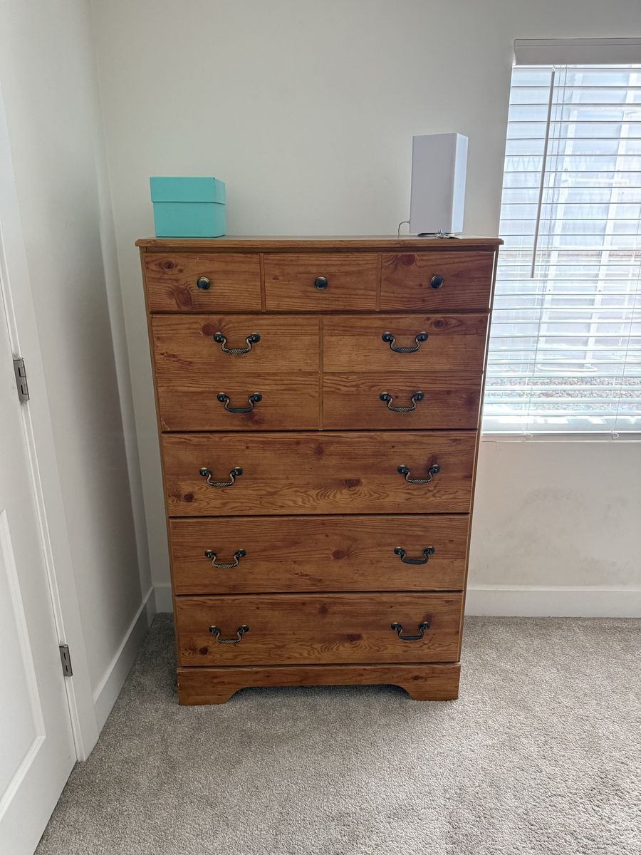 Vintage Rustic Solid Pine Tallboy Dresser Chest of Drawers
