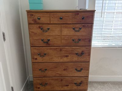 Vintage Rustic Solid Pine Tallboy Dresser Chest of Drawers