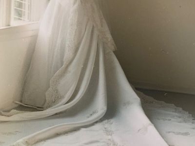 Wedding dress and veil