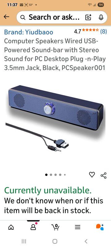 New in Box! Desktop Speaker Soundbar