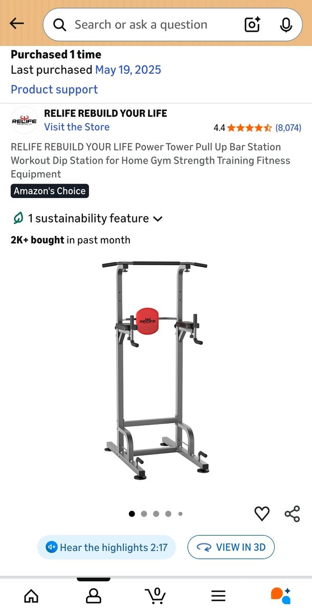 RELIFE REBUILD YOUR LIFE Power Tower Pull Up Bar Station Workout Dip Station for Home Gym Strength Training Fitness Equipment