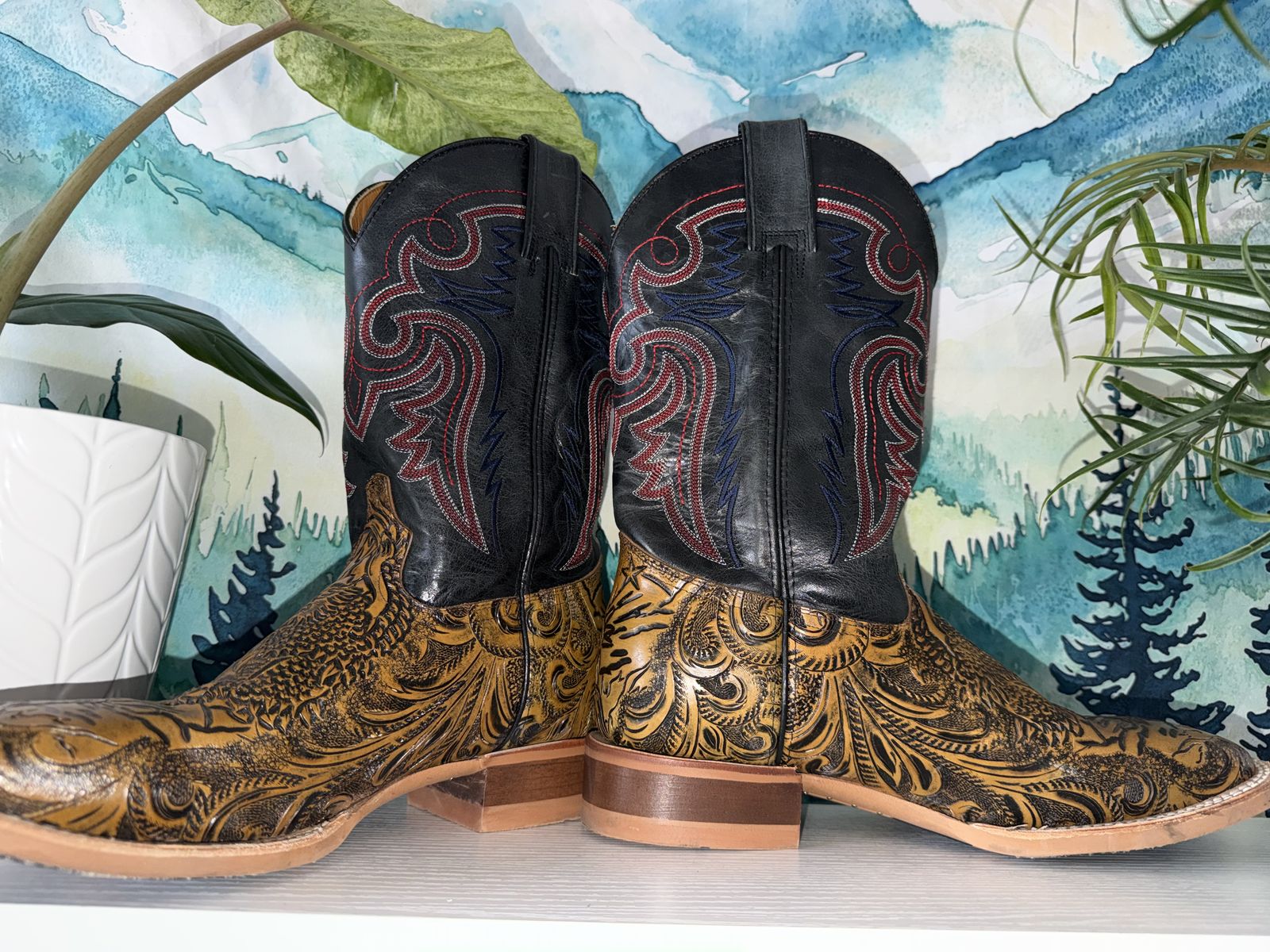 Alfa Hand-Tooled "Statue of Liberty & Sun" Boots