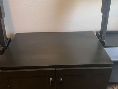 Great handcrafted shelving and cupboard. Black. Real Wood. Best offer accepted.