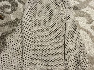Rena Cream Open Knit Sleeveless Cardigan Sweater - Women's M, Cotton Blend