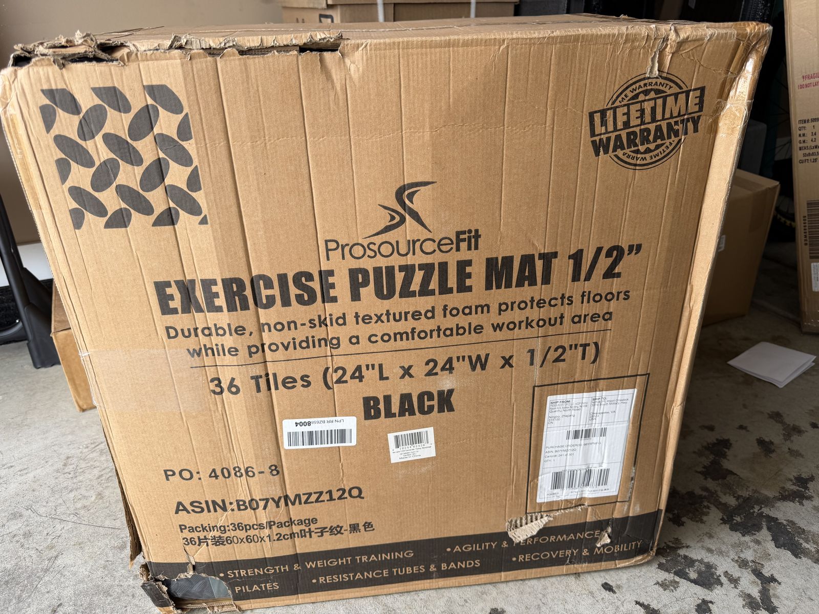 NEW Gym Floor Mats 144 Sq Ft 36 Tiles 1/2 Inch