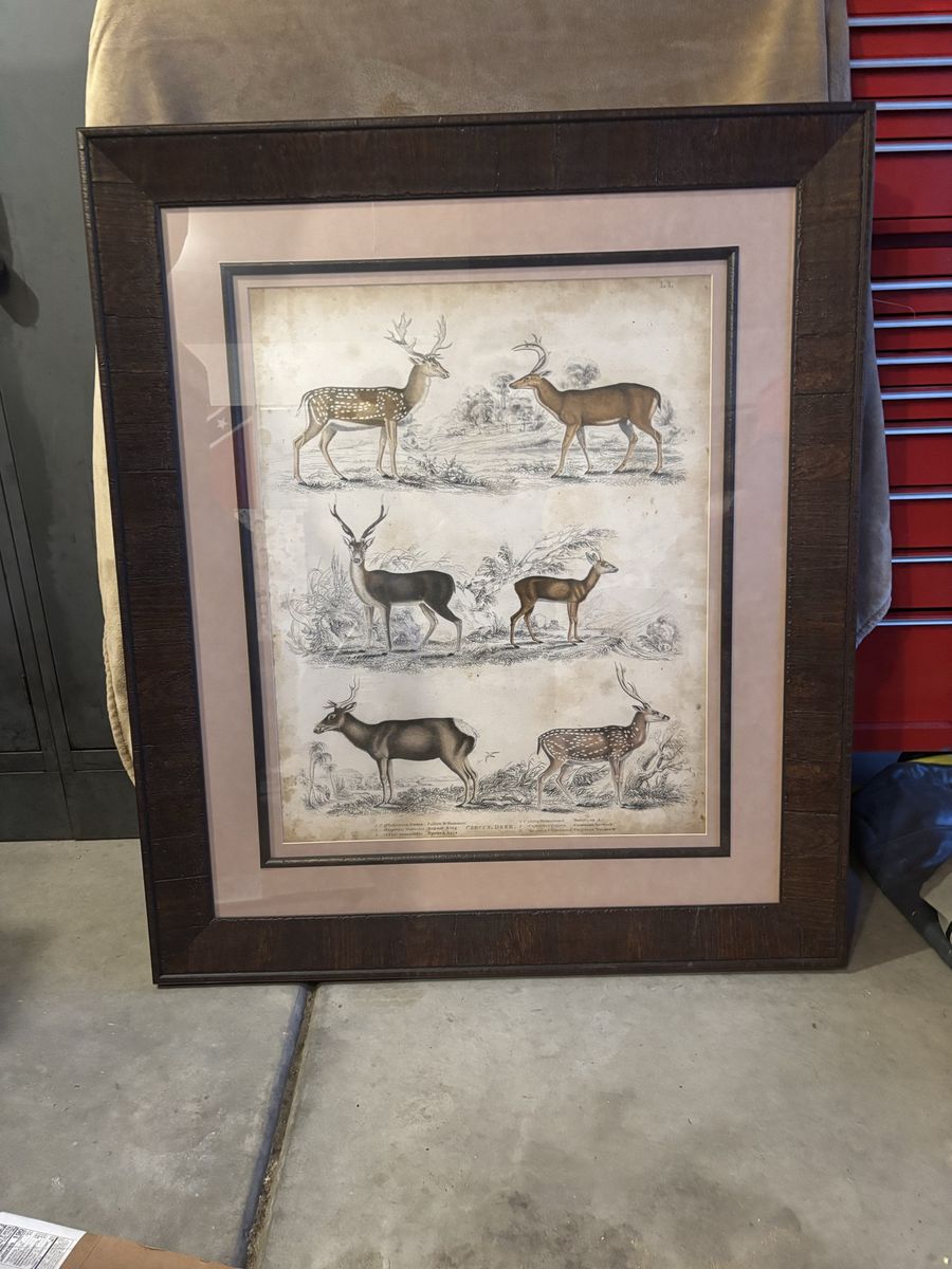 2 vintage thick wood framed pictures
