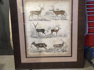 2 vintage thick wood framed pictures