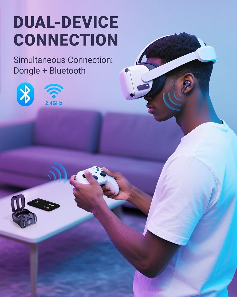 NEW Middle Rabbit SW4 Pro Gaming Earbuds Mic Wireless, 2.4G Dongle Bluetooth Dual Mode, 20ms Low Latency