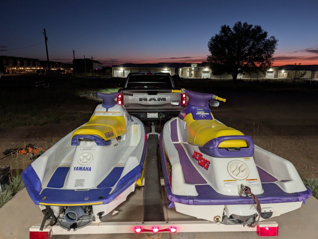 two jet skis with 2 place trailer 1996 Yamaha and 1996 Kawasaki