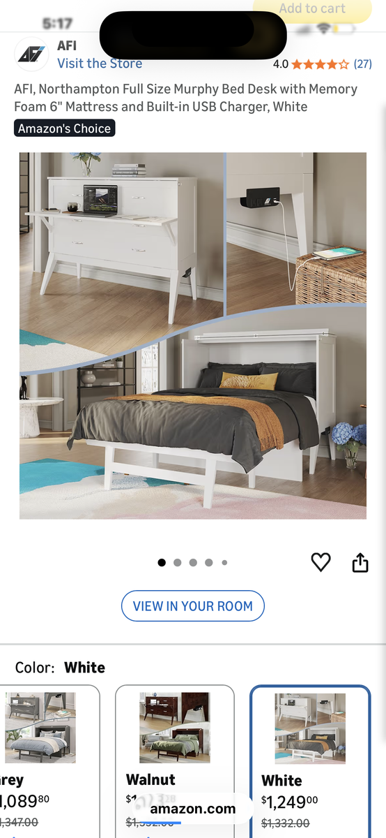Murphy chest bed, full