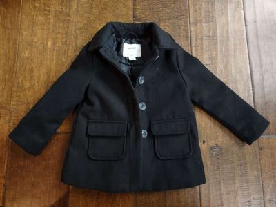 Toddler Dress Coat Size 24 month to 2T Size, Unisex For Boy or Girl, Old Navy, Black for Fall Winter