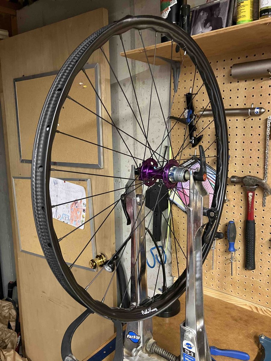 Hand built carbon bike wheels