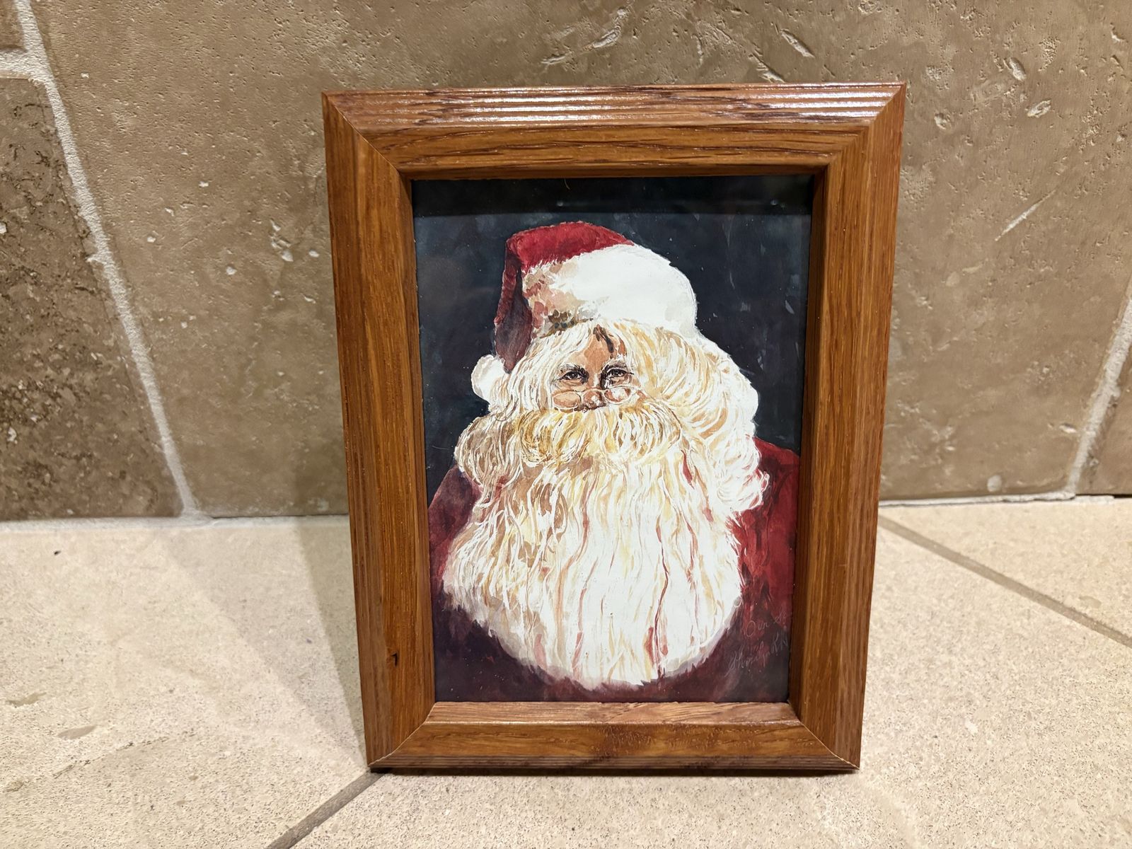 Small Wood Frame w/ Santa Claus Picture in it