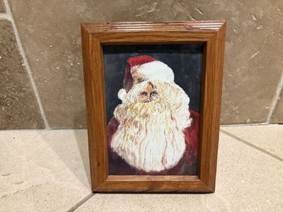 Small Wood Frame w/ Santa Claus Picture in it